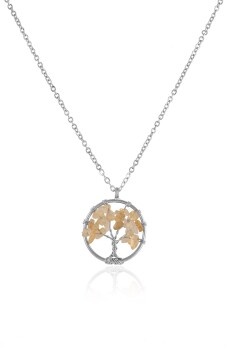 925 Sterling Silver Citrine Necklace,Citrine Stone Necklace,925 Sterling Silver Tree of Life Necklace,Tree of Life Necklace,Gift for Her - 1