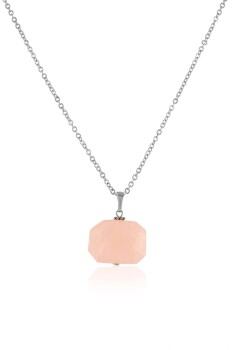 925 Sterling Silver Rose Quartz Necklace, Raw Rose Quartz Necklace, Carnelian Necklace,Gift for Him - 1