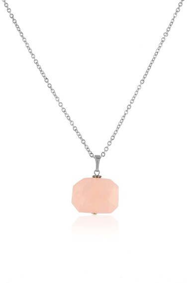 925 Sterling Silver Rose Quartz Necklace, Raw Rose Quartz Necklace, Carnelian Necklace,Gift for Him - 1