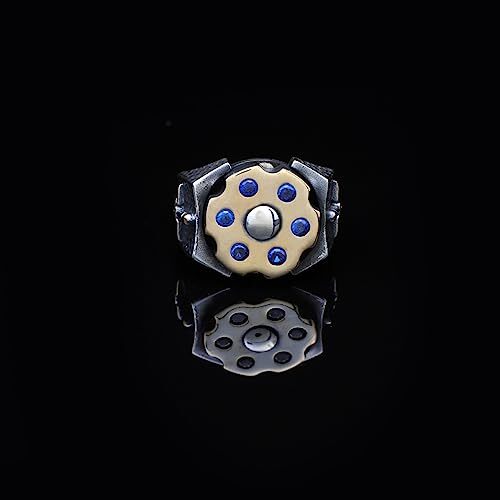 925 Sterling Silver Sapphire Rotating Sword Ring for Men - Sapphire and 925 Sterling Silver Ring - Birthday Gifts - 7
