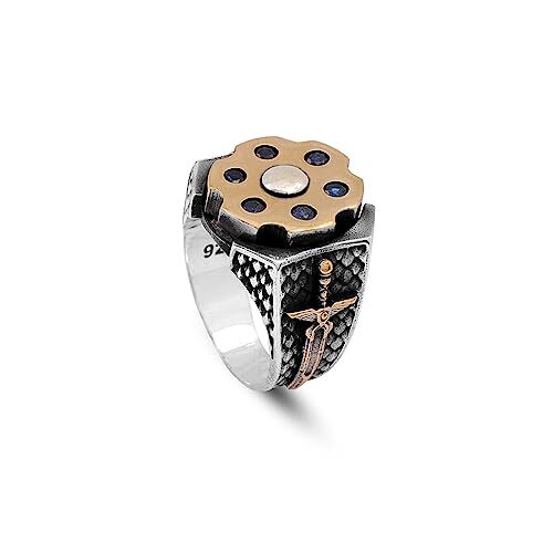 925 Sterling Silver Sapphire Rotating Sword Ring for Men - Sapphire and 925 Sterling Silver Ring - Birthday Gifts - 1