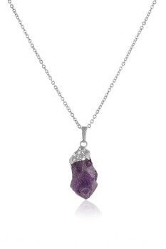 925K Sterling Silver Amethyst Necklace,Necklace for Women,Gemstone Necklace,Raw Gemstone Necklace,Dainty Gemstone Necklace,Gift for Her - 1
