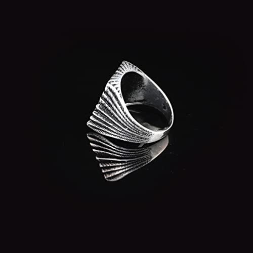 925K Sterling Silver Eagle Ring, Oxidized Eagle,Custom Mens Signet Ring, Oxidized Signet - 4
