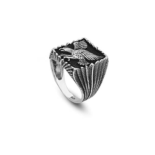 925K Sterling Silver Eagle Ring, Oxidized Eagle,Custom Mens Signet Ring, Oxidized Signet - 1