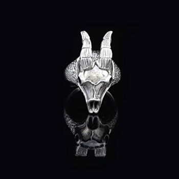 925K Sterling Silver Goat Ring, Goat Skull Ring Men, Biker, Animal Majestic Ram Silver Men Jewelry, Gift for Husband - 7