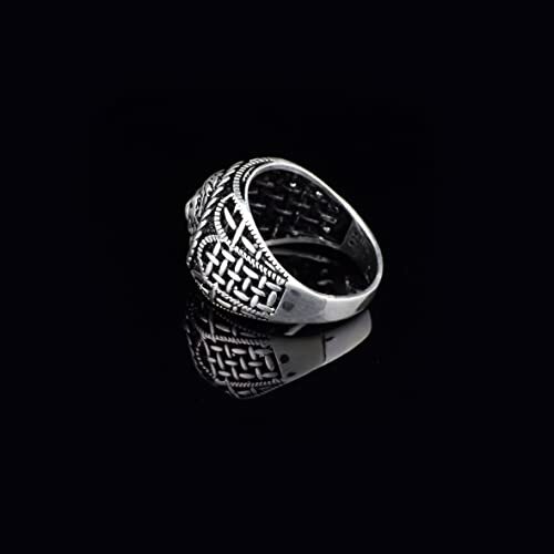 925K Sterling Silver Lion Ring Men,Lion Signet Ring, Oxidized Silver, Wild, Engraved, Gift for Him - 6