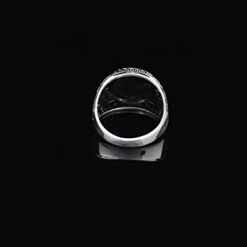 925K Sterling Silver Lion Ring Men,Lion Signet Ring, Oxidized Silver, Wild, Engraved, Gift for Him - 4