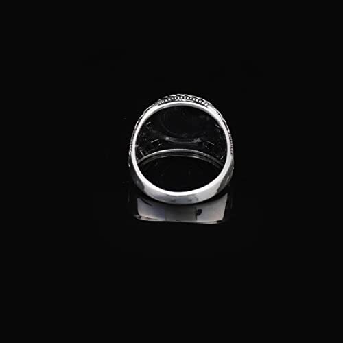 925K Sterling Silver Lion Ring Men,Lion Signet Ring, Oxidized Silver, Wild, Engraved, Gift for Him - 4