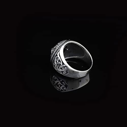 925K Sterling Silver Lion Ring, Lion Signet Ring Men, Oxidized Silver, Wild, Gift for Him - 4