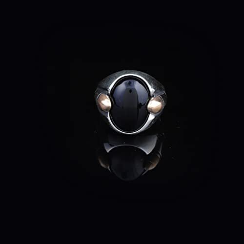 925K Sterling Silver Onyx Ring, Onyx Stone Ring, Natural Black Stone, Bullet, Men Sterling, Gift for Him - 7