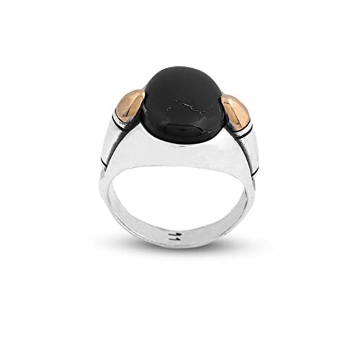 925K Sterling Silver Onyx Ring, Onyx Stone Ring, Natural Black Stone, Bullet, Men Sterling, Gift for Him - 1