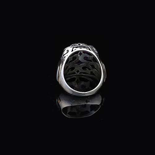 925K Sterling Silver Purple Sapphire Ring,Ottoman,Gemstone Ring for Men,Mens Solitaire, Purple Stone,Gift for Him - 5