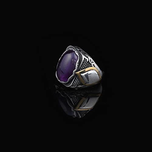 925K Sterling Silver Purple Sapphire Ring,Ottoman,Gemstone Ring for Men,Mens Solitaire, Purple Stone,Gift for Him - 4