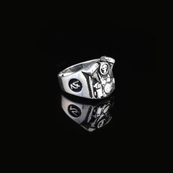 925K Sterling Silver Skull Ring, Mens Skull Ring, Ice Hockey, Oxidized Silver, Custom Engraved, Anniversary, Memorial - 7