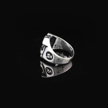 925K Sterling Silver Skull Ring, Mens Skull Ring, Ice Hockey, Oxidized Silver, Custom Engraved, Anniversary, Memorial - 4