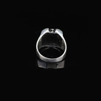 925K Sterling Silver Skull Ring, Mens Skull Ring, Ice Hockey, Oxidized Silver, Custom Engraved, Anniversary, Memorial - 3