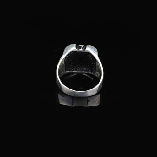 925K Sterling Silver Skull Ring, Mens Skull Ring, Ice Hockey, Oxidized Silver, Custom Engraved, Anniversary, Memorial - 3