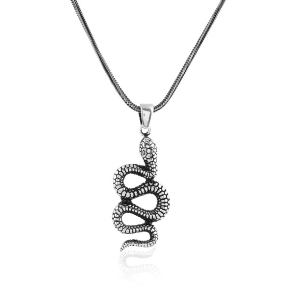 925K Sterling Silver Snake Necklace, Snake Necklace for Men, Gift for Him,Gift Her - 1