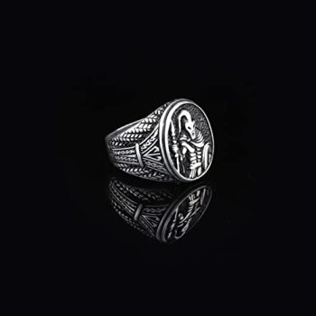 925K Sterling Silver Spartan Ring, Gladiator, Handmade Sterling Silver Men, Mens Signet Ring, Anniversary, Memorial - 7