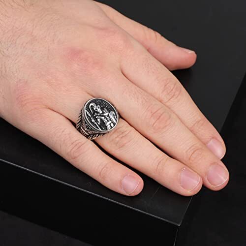 925K Sterling Silver Spartan Ring, Gladiator, Handmade Sterling Silver Men, Mens Signet Ring, Anniversary, Memorial - 2