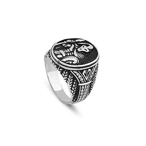 925K Sterling Silver Spartan Ring, Gladiator, Handmade Sterling Silver Men, Mens Signet Ring, Anniversary, Memorial - 1