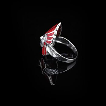 American Indian Chief Handmade Silver Men Ring, Red American Chief Sterling Silver Men Jewelry, Biker Ring, Memorial Gift - 6