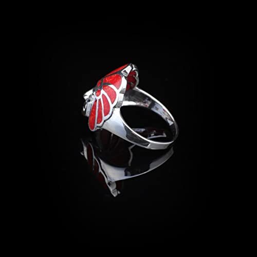 American Indian Chief Handmade Silver Men Ring, Red American Chief Sterling Silver Men Jewelry, Biker Ring, Memorial Gift - 5