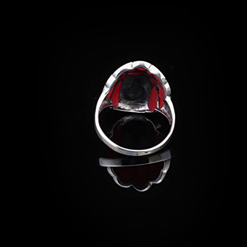 American Indian Chief Handmade Silver Men Ring, Red American Chief Sterling Silver Men Jewelry, Biker Ring, Memorial Gift - 4
