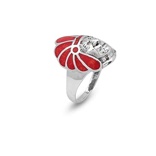 American Indian Chief Handmade Silver Men Ring, Red American Chief Sterling Silver Men Jewelry, Biker Ring, Memorial Gift - 1
