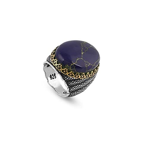 Blue Sapphire Ring Mens, Sapphire Ring Vintage, Ottoman, Men's Jewelry, Gift for Him, 925k Sterling Silver - 1