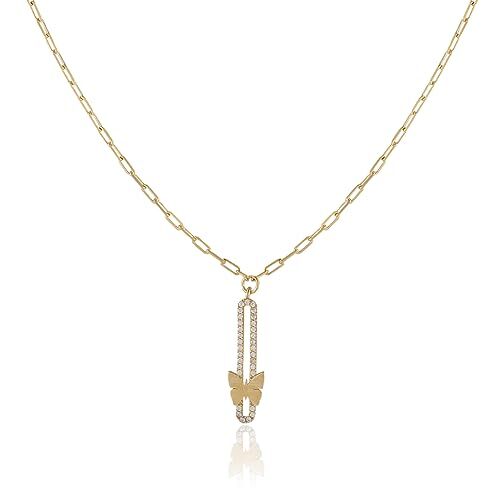 Cute Butterfly Necklace in Gold Jewelry - Gold Plated Sterling Silver Necklace with Butterfly Charm - Aesthetic Jewelry Delight - Birthday Gifts for Women - 1