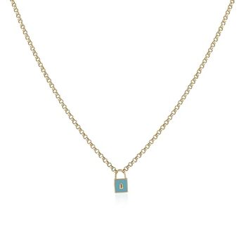 Gold Plated and Sterling Silver Lock Necklace - Lock Pendant Choker - Gold Plated and Sterling Silver for Women - Birthday Gifts for Women - 1