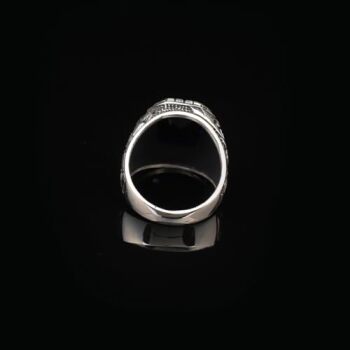 Handmade Blue Sapphire Gemstone Engagement Ring for Men Vintage 925 Sterling Silver, with Silver Polishing Cloth Gift - 2