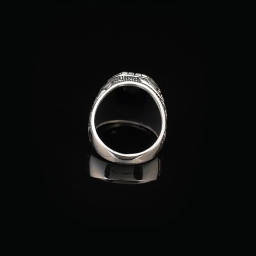 Handmade Blue Sapphire Gemstone Engagement Ring for Men Vintage 925 Sterling Silver, with Silver Polishing Cloth Gift - 2