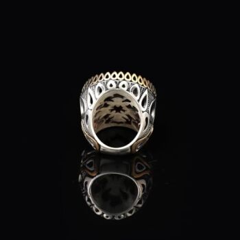 Handmade Garnet Ring with Oval Stone - Vintage Ottoman Style Men's 925 Sterling Silver Gemstone Ring + Silver Polishing Cloth Gift - 4