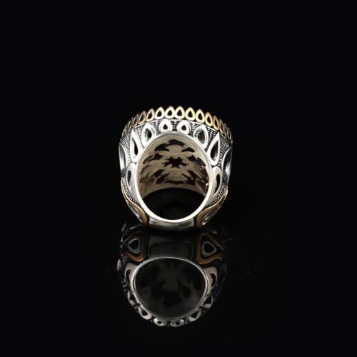 Handmade Garnet Ring with Oval Stone - Vintage Ottoman Style Men's 925 Sterling Silver Gemstone Ring + Silver Polishing Cloth Gift - 4