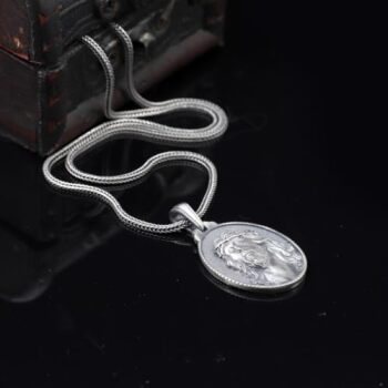 Handmade Jesus Necklace - Christian Sterling Silver Necklace for Men with Gothic Oxidized Chain and Silver Polishing Cloth Gift - 2