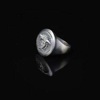 Handmade Medusa Pinky Signet Ring - 925 Sterling Silver Men's Jewelry, Mythology Ring with Silver Polishing Cloth Gift - 4