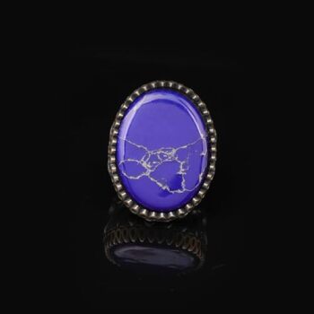 Lapis Lazuli Oval Gemstone Ring - Large Handmade Ottoman Style 925 Sterling Silver Men's Ring with Silver Polishing Cloth Gift - 7
