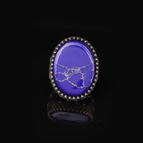 Lapis Lazuli Oval Gemstone Ring - Large Handmade Ottoman Style 925 Sterling Silver Men's Ring with Silver Polishing Cloth Gift - 7