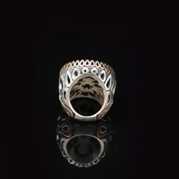 Lapis Lazuli Oval Gemstone Ring - Large Handmade Ottoman Style 925 Sterling Silver Men's Ring with Silver Polishing Cloth Gift - 2