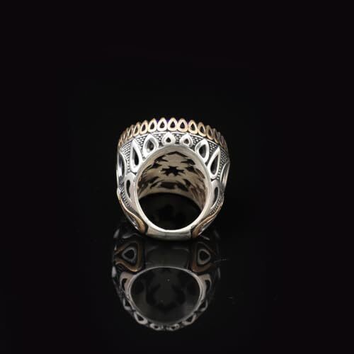 Lapis Lazuli Oval Gemstone Ring - Large Handmade Ottoman Style 925 Sterling Silver Men's Ring with Silver Polishing Cloth Gift - 2