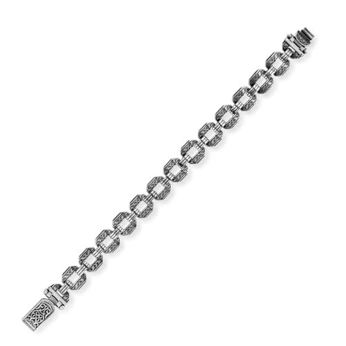 Made to Order Men's Gothic Vintage Pattern Hand-Engraved 925 Sterling Silver Chain Bracelet with Personalized Touch and Silver Polishing Cloth Gift - 1