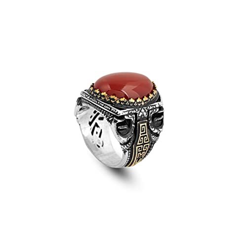 Men Handmade Carnelian Stone Ring, Red Stone, Carnelian Silver Ottoman Style Handmade Ring, Sterling Silver,Gift For Him, - 1