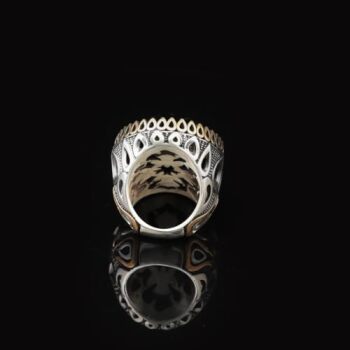 Men's Blue Sapphire Ring - Oval Gemstone in Large Ottoman Design - Handmade 925 Sterling Silver Ring with Silver Polishing Cloth Gift - 7