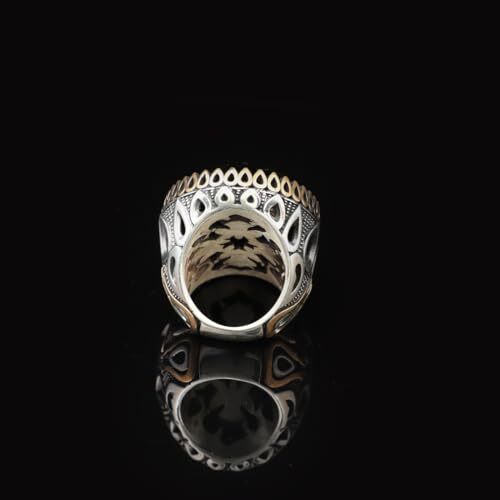 Men's Blue Sapphire Ring - Oval Gemstone in Large Ottoman Design - Handmade 925 Sterling Silver Ring with Silver Polishing Cloth Gift - 7