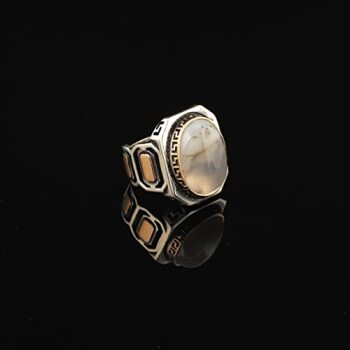 Natural Moonstone Ring, Man Raw Moonstone Ring,Rainbow, Handmade Silver, 925k Sterling Silver,Gift For Husband - 7