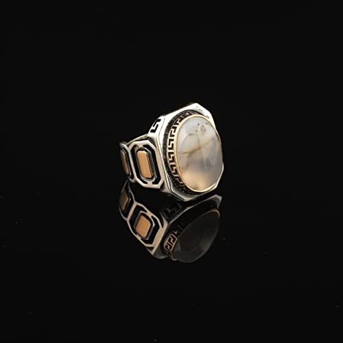 Natural Moonstone Ring, Man Raw Moonstone Ring,Rainbow, Handmade Silver, 925k Sterling Silver,Gift For Husband - 7