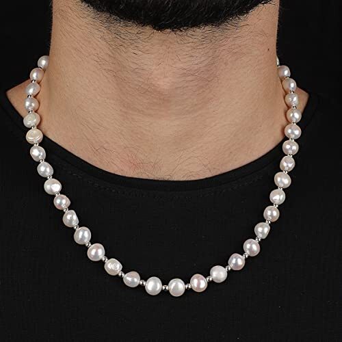 Pearl Necklace Men,Men Pearl Necklace,Pearl Necklace,pearl Necklace for Men,Gift for Him,Gift Her - 3
