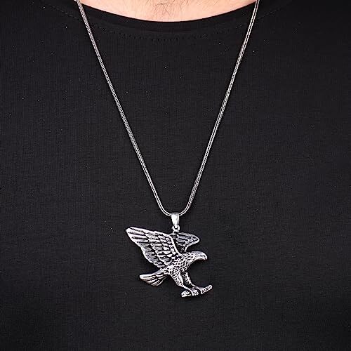 Sterling Silver Eagle Necklace for Men - Animal Jewelry - Complete with Men's Silver Chain - Birthday Gifts - 6